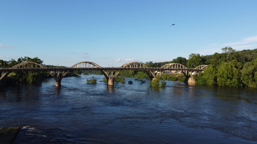 Bridge spanning the river in the River Region, Alabama.